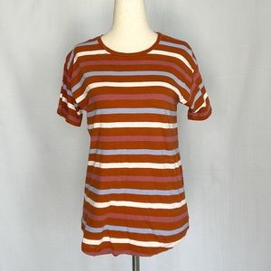✨ Madewell Whisper Cotton Crewneck Tee in Birchmont Burnt Clay Brown Stripe